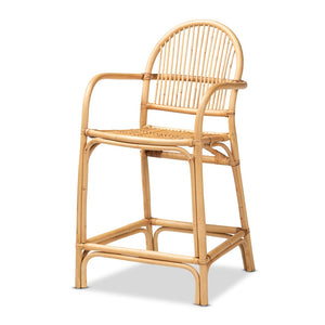English Elm Modern Boho Rattan Rod Dining Chair Set of Two with Crisscross Base for Casual Spaces B2750P420359