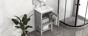English Elm 20" Modern Bathroom Vanity with Ceramic Sink, Solid Wood MDF Build, Soft-Close Door & Shelf Grey N725P220604E