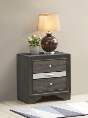 English Elm Madrid three-drawer nightstand with felt-lined top drawer, durable laminate wood grain finish and solid trim Gray 29 L x 29 W x 19 H B078P286058