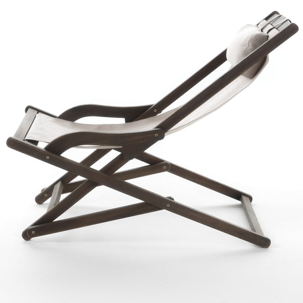 English Elm Christopher Knight Home® - NIKKI Sling Chair with Head Pillow — Portable Wood Frame Beach & Pool Lounger, Durable Polyester Fabric Beige+Grey 57 L x 26.75 W x 8.25 H 60059.00EU