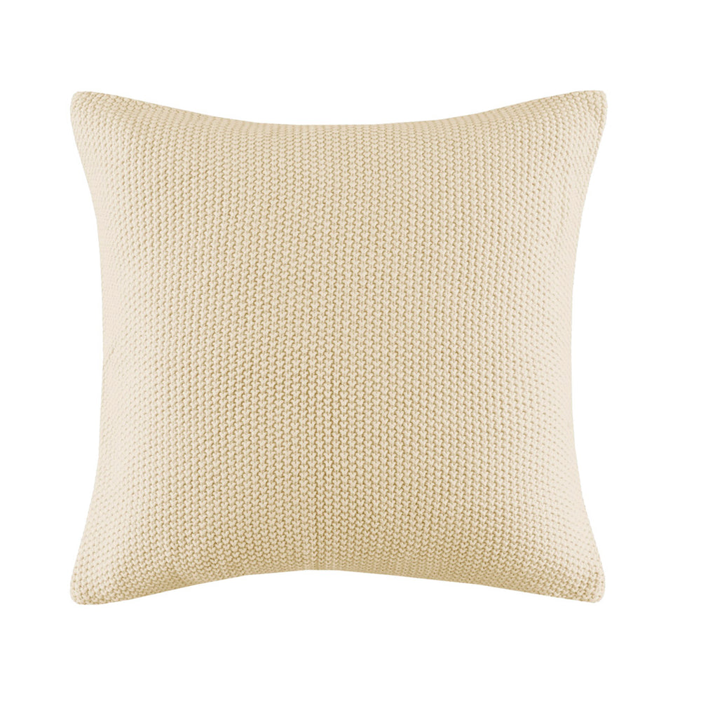 JLA Home INK+IVY - Square Pillow Cover Cozy Acrylic Knit Cushion Cover with Hidden Zipper, Machine Washable Cottage Chic Decor Ivory II30-737