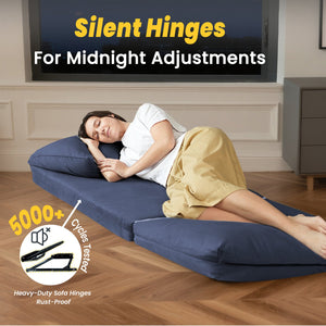 English Elm ARIA Modern Floor Sofa Bed with 6-Position Adjustable Back, Quick 5-Second Fold, Corduroy Comfort Navy Blue W3391P324410