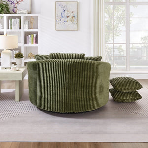 English Elm 360° Swivel Round Corduroy Lounge Chair Oversized Sculptural Seat for Living Room Green W3705S00038