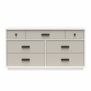 English Elm Valencia Seven Drawer Wide Dresser Dual Tone Laminate Matte Black Pulls Bedroom B2733S00020