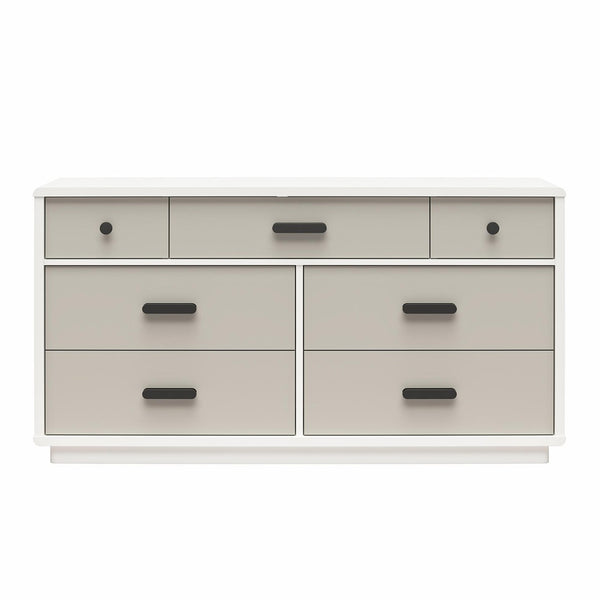 English Elm Valencia Seven Drawer Wide Dresser Dual Tone Laminate Matte Black Pulls Bedroom B2733S00020