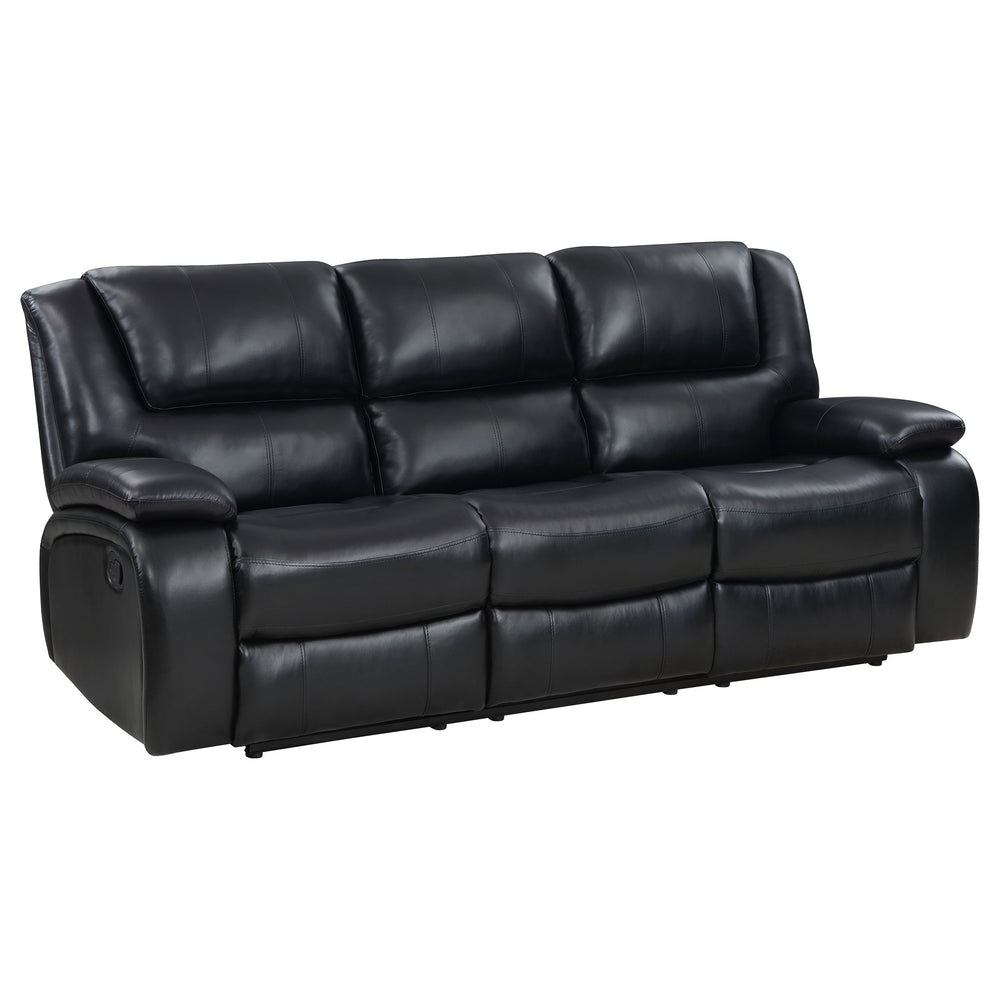 English Elm Elodie Black 2-Piece Reclining Sofa Set with Tufted Faux Leather, Pillowtop Arms & Plush Legrests B062S01113