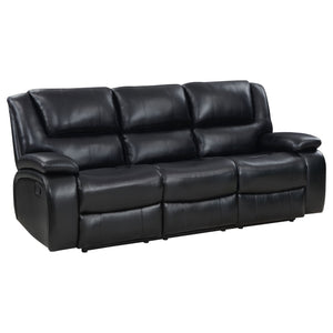 English Elm Elodie Black 2-Piece Reclining Sofa Set with Tufted Faux Leather, Pillowtop Arms & Plush Legrests B062S01113