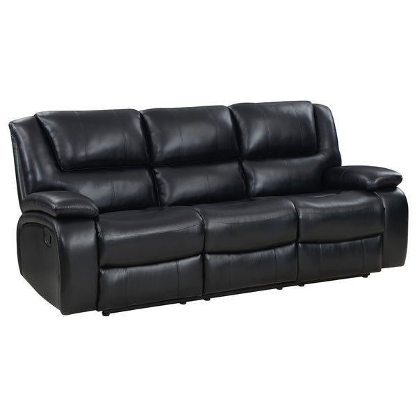 English Elm Elodie Black 2-Piece Reclining Sofa Set with Tufted Faux Leather, Pillowtop Arms & Plush Legrests B062S01113