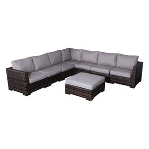 English Elm Fully Assembled 122'' Wicker L-Shaped Sectional Sofa With Cushions For Stylish Outdoor Spaces B120S00237