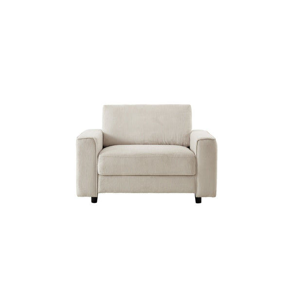 English Elm Modern Minimalist Chair Corduroy Sofa with Plush Wrinkle‑Resistant Fabric and Sturdy Wooden Frame, Compact Comfortable Seating for Home and Office Spaces Beige B347P401091