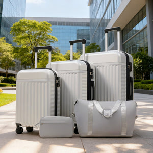 English Elm Luggage Set 5 Piece Abs Hardside Expandable Spinner Wheels Tsa Lock Travel Bags Grey+White N732P326115D