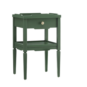 English Elm Foley Vintage Green 1-Drawer Nightstand with Gold Pull, Tapered Legs, Lower Shelf, Mid-Century Charm B050P376968