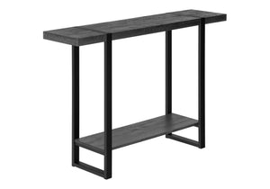 English Elm Accent C-Shaped Side Table with Reclaimed Wood-Look Top and Sleek Metal Frame for Small Spaces Black 36 L x 15 W x 8 H B2710P219148