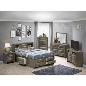 English Elm Stylish Twin Bed With Sleek Gray Finish & Built-In Storage For Modern, Space-Saving Bedrooms B078S00188-GIGA