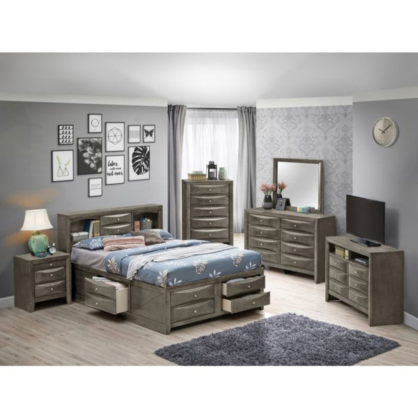 English Elm Stylish Twin Bed With Sleek Gray Finish & Built-In Storage For Modern, Space-Saving Bedrooms B078S00188-GIGA