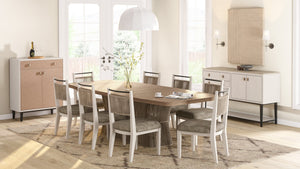 English Elm Vanilla Cream Oak Server with Metal Base, Soft‑Close Doors & Drawers, 3 Drawers 2 Doors Storage Finish B2699P296296