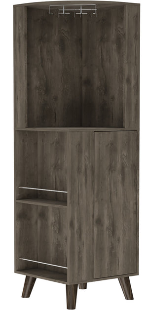English Elm Grace Corner Bar Cabinet with Wine Rack Stemware Hanging and Concealed Shelving Storage B128S00221