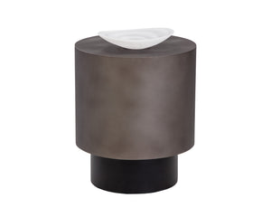 Sunpan Bernaby End Table - Elegant Round Design with Hand-Painted Finish, Perfect for Contemporary Spaces Gunmetal