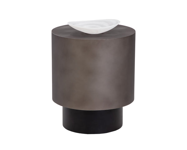 Sunpan Bernaby End Table - Elegant Round Design with Hand-Painted Finish, Perfect for Contemporary Spaces Gunmetal