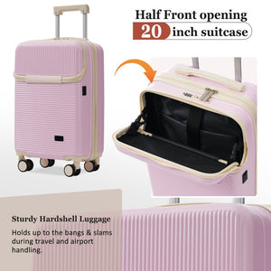 English Elm Luggage 5 Piece Hardside Abs Set with Front Access Carry on and Tsa Spinner Wheels Light Pink N732P391579U