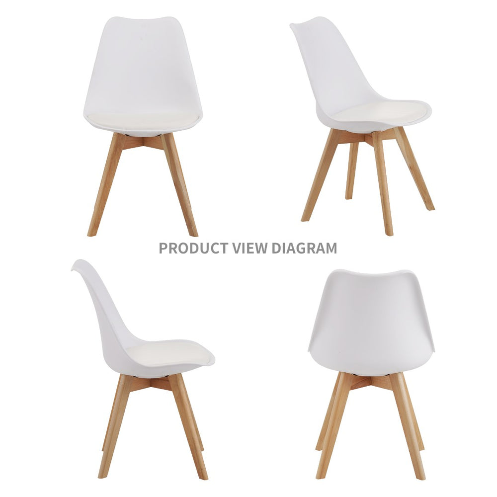 English Elm Set of Four Pu Leather Dining Chairs with Tapered Wood Legs Medieval Modern Style White W3851P457787