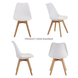 English Elm Set of Four Pu Leather Dining Chairs with Tapered Wood Legs Medieval Modern Style White W3851P457787