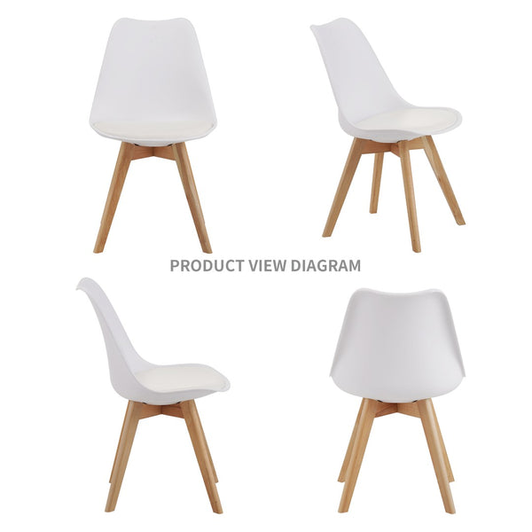 English Elm Set of Four Pu Leather Dining Chairs with Tapered Wood Legs Medieval Modern Style White W3851P457787