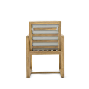 English Elm Patio Light Teak Acacia Dining Chair Set with Removable Light Beige Cushions, 330lb Capacity WF321704AAA