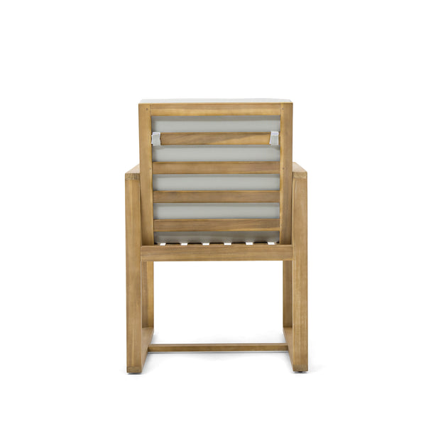 English Elm Patio Light Teak Acacia Dining Chair Set with Removable Light Beige Cushions, 330lb Capacity WF321704AAA