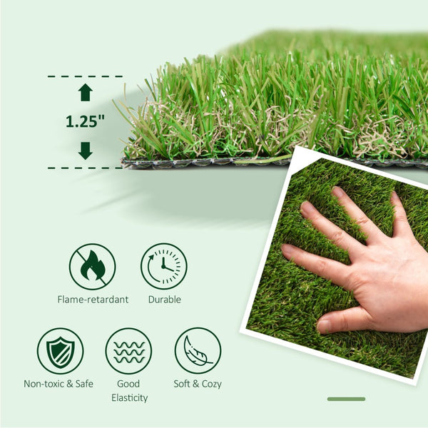 English Elm Outsunny 10' X 3' Artificial Turf - Lush Green Look, Uv-Protected, Drainage Holes & Soft Comfort! W2225P217961-GIGA
