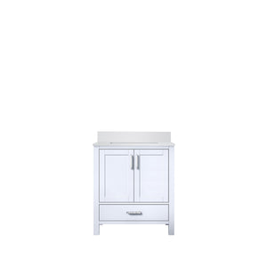 English Elm White Bath Vanity Solid Wood 30" W x 22" D with White Quartz Top, Soft-Close Drawer & Storage B2731P258777