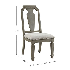 English Elm Set Of 2 Side Chairs With Elegant Beige Linen Upholstery And Weathered Oak Finish For Dining Spaces B016P314483-GIGA