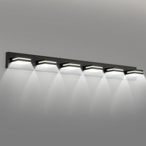 English Elm Modern Black Led Vanity Light - 6-Light Wall Sconce For Stylish Bathrooms, Energy-Efficient Design W1340P248798