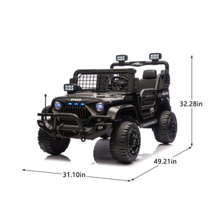 English Elm 24v Dual Motor Two Seat Kids Electric Ride on Car with Remote Control and Bluetooth Audio Black W1578P305897