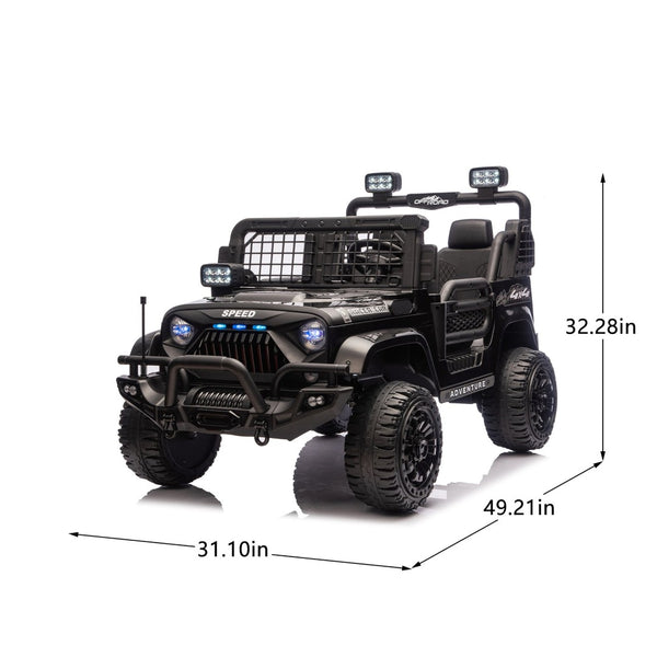 English Elm 24v Dual Motor Two Seat Kids Electric Ride on Car with Remote Control and Bluetooth Audio Black W1578P305897