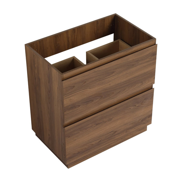 English Elm 30" Modern Bathroom Vanity without Sink – 30" Freestanding Engineered Wood Cabinet with Dual Drawers, Waterproof Finish, Easy Assembly Brown W1972P188248