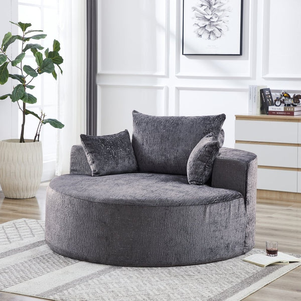 English Elm 55'l Chenille Sleeper Accent Chair Fluffy Cloud Design for Bedroom or Lounge W834P431155