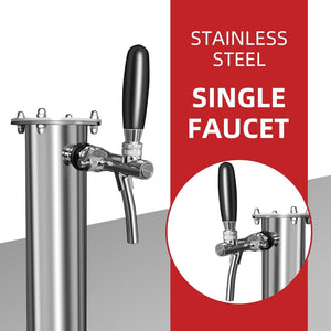 English Elm Beer Kegerator Full Size Dual Tap Draft Dispenser with Stainless Steel Column D858098812