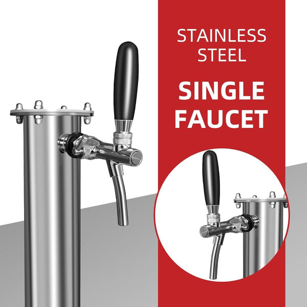 English Elm Beer Kegerator Full Size Dual Tap Draft Dispenser with Stainless Steel Column D858098812