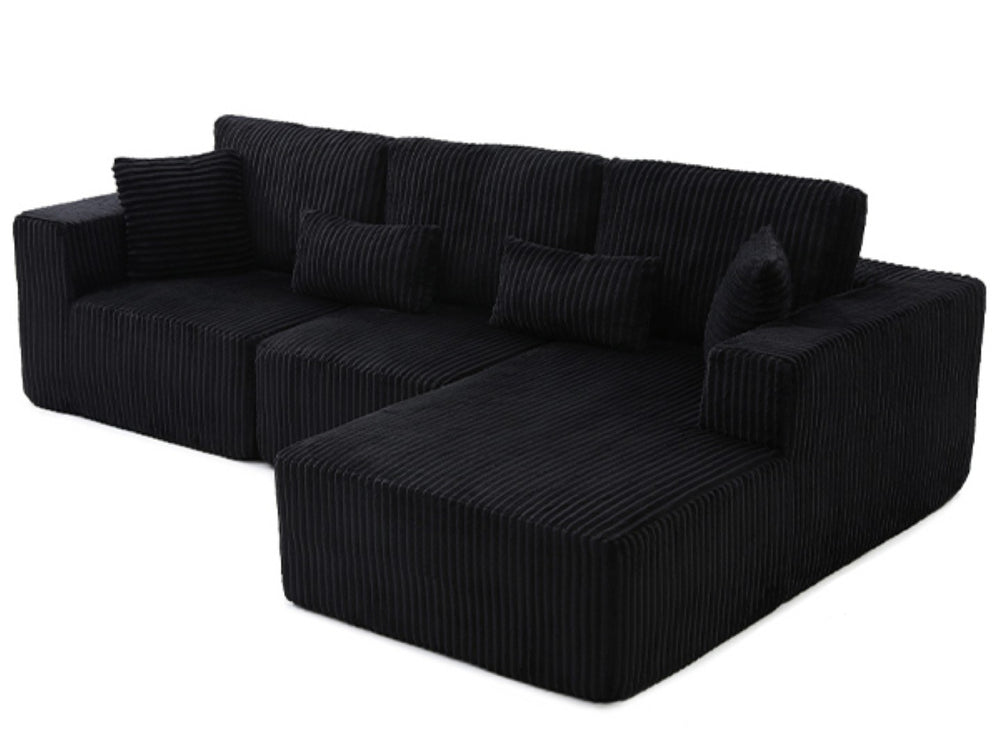 English Elm 107.5 Inch Modular Cloud Sectional Corduroy Sofa Deep Seat Reversible Chaise Sleeper W2564S00119
