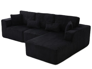 English Elm 107.5 Inch Modular Cloud Sectional Corduroy Sofa Deep Seat Reversible Chaise Sleeper W2564S00119