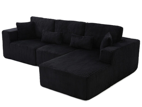English Elm 107.5 Inch Modular Cloud Sectional Corduroy Sofa Deep Seat Reversible Chaise Sleeper W2564S00119