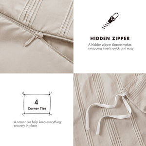 JLA Home Super Listing - Woven Logan duvet set with subtle woven stripe, brushed microfiber reverse, Oeko‑Tex certified comfort Neutral AM12-0583