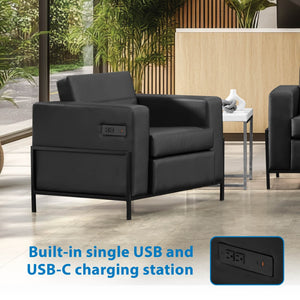 OSP Home Furnishings Arctic Club Chair Faux Leather with Usb Charging for Executive Office or Hotel Lounge Use ARCT51-U65