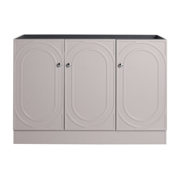 English Elm 48" Modern Freestanding Bathroom Vanity with Integrated Basin, Adjustable Shelf & 3 Metal Handles khaki W999P241062