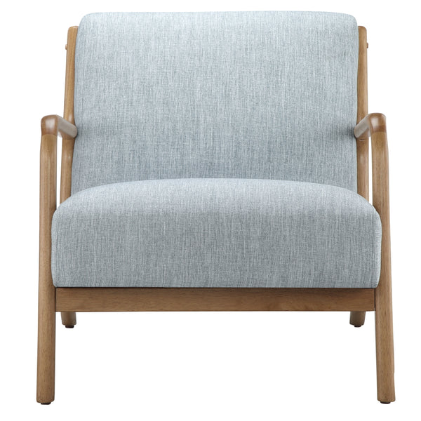JLA Home INK+IVY - Mid-Century Novak Accent Armchair with Solid Wood Frame, Water-Repellent Upholstery & Curved Arms for Comfort Light Blue II110-0397