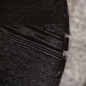 English Elm Set of 2 Fluted Round Nesting Tables Matte Black Solid Wood Living Room Accent W3158P395513