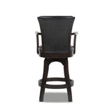 English Elm Williams 27In Swivel Counter Height Bar Stool, Vintage Black Brown Faux Leather