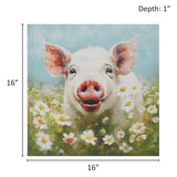 Madison Park Sunshine Animals Casual Pig Canvas Wall Art ID95C-0048 Pig/Green Multi