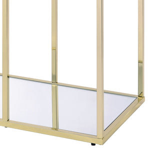 English Elm Uchenna Gold Metal Frame Sofa Table with Tempered Glass Shelves for Entryway B2726P446703